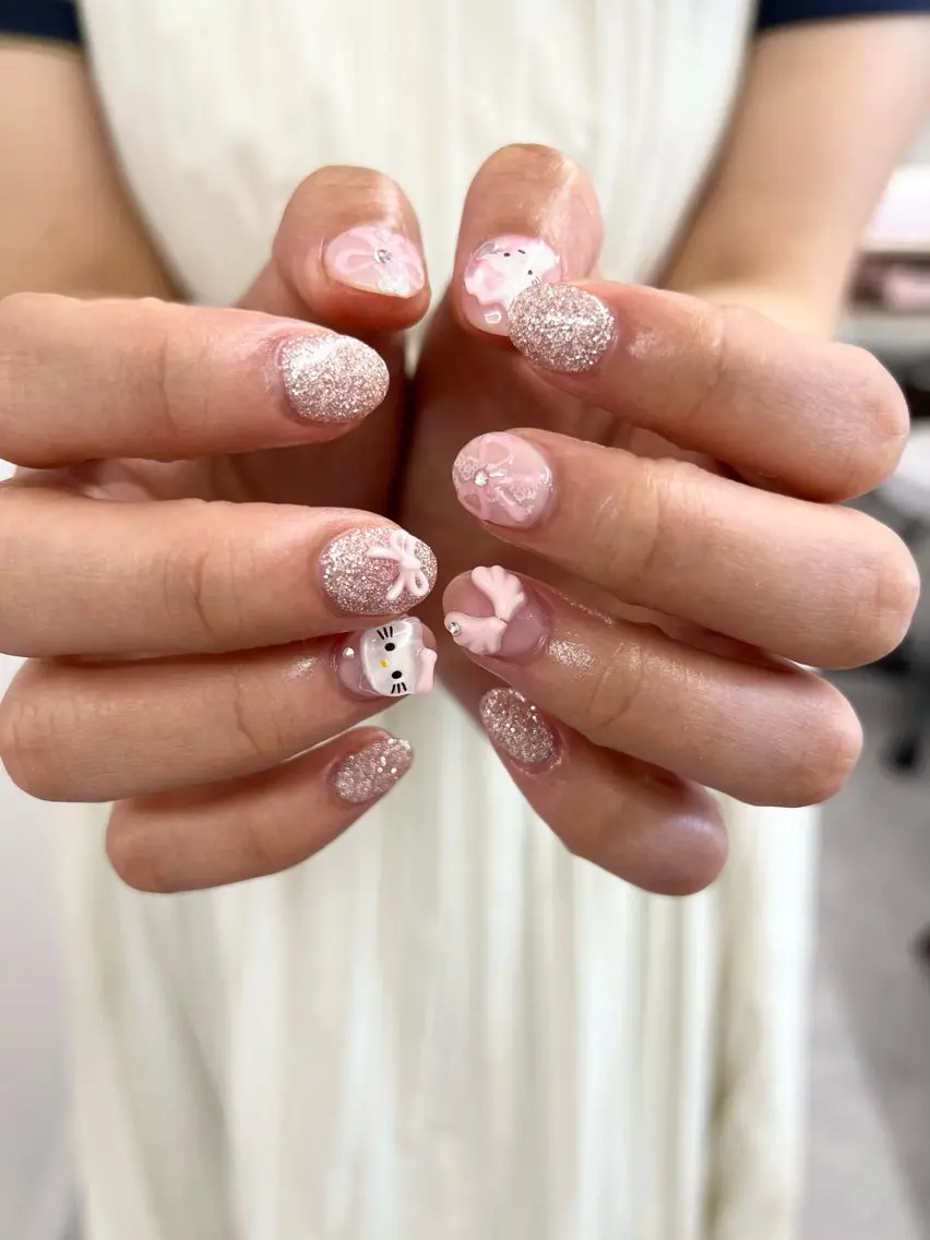 ネイル ジェルネイル マグネットネイル ニュアンスネイル パラジェル ピンク ハンドネイル ハンドケア Bana_ Nailのネイルデザイン