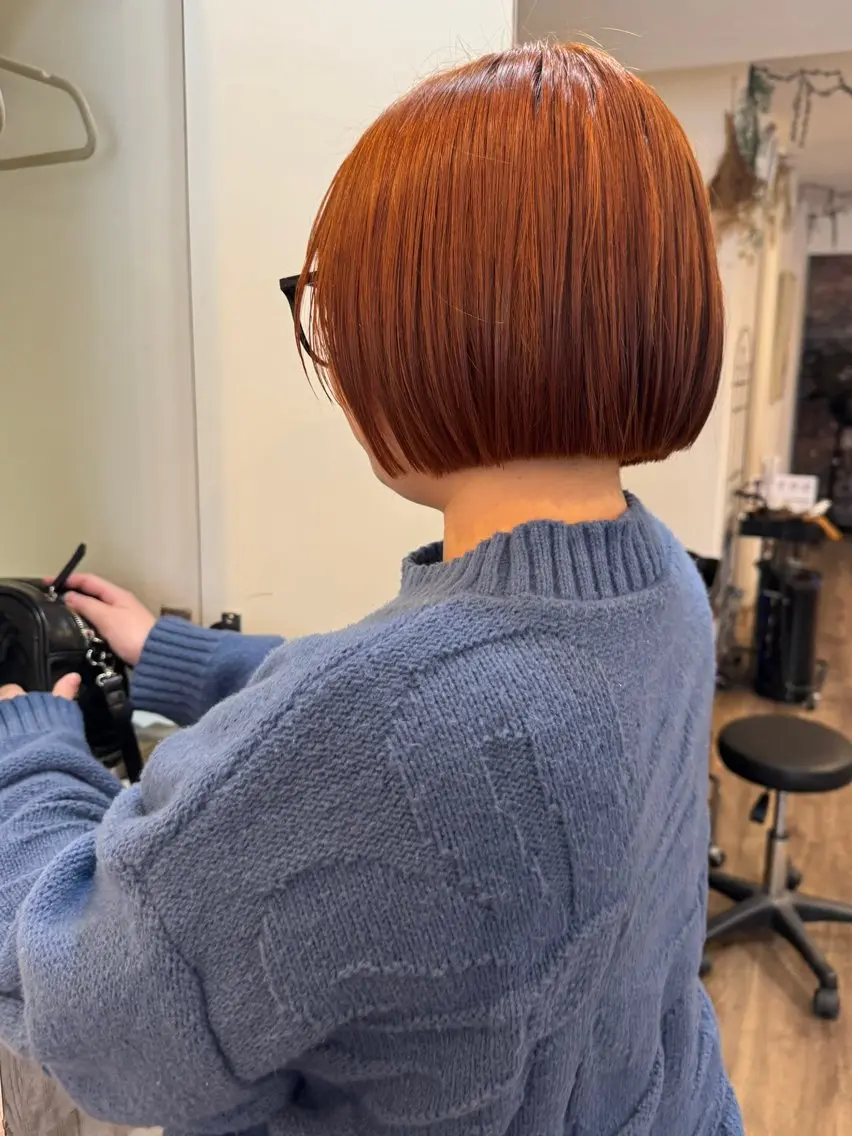 ショート カラー 切りっぱなしボブ オレンジ ボブ ヘアカラー m ā l o.🌷 サカモトマイコのヘアスタイル