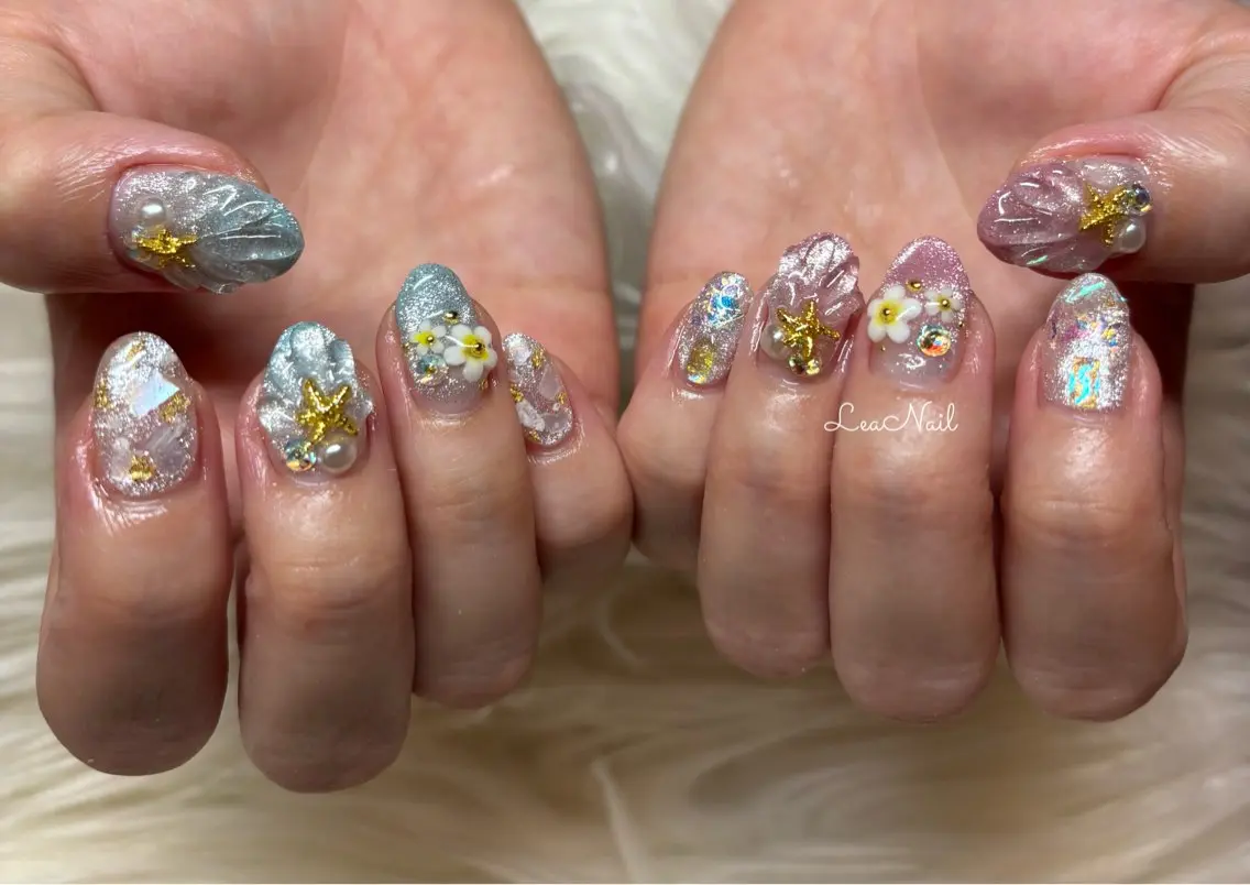 ネイル 持ち込み 夏ネイル Lea Nailのネイルデザイン
