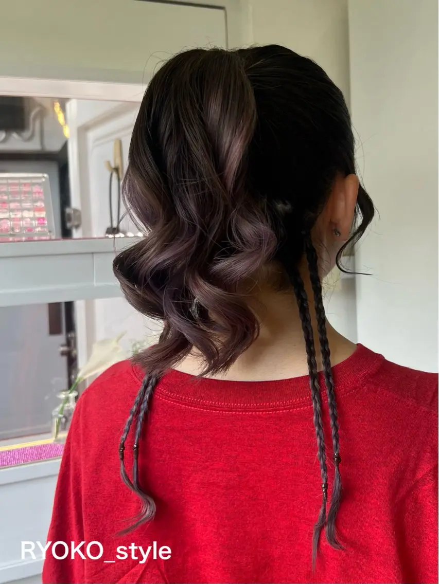 セミロング ヘアアレンジ ヘアセット 🤍美髪×艶カラー RYOKO🤍のヘアスタイル