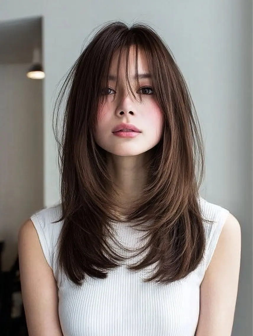 ロング 縮毛矯正 絶対綺麗な暖色カラー 🎯あります✨増渕✨のヘアスタイル