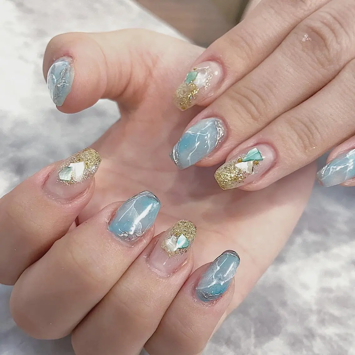 ネイル アートネイル 長さ出し ジェルネイル スカルプネイル 春ネイル ハンドネイル SYU'NAIL /YUKIのネイルデザイン