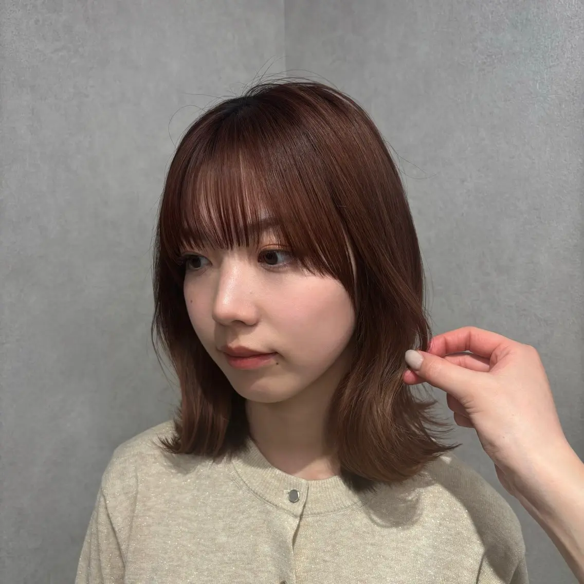 セミロング カット 縮毛矯正 トリートメント 結べるレイヤーカット /カラー/あさかのヘアスタイル
