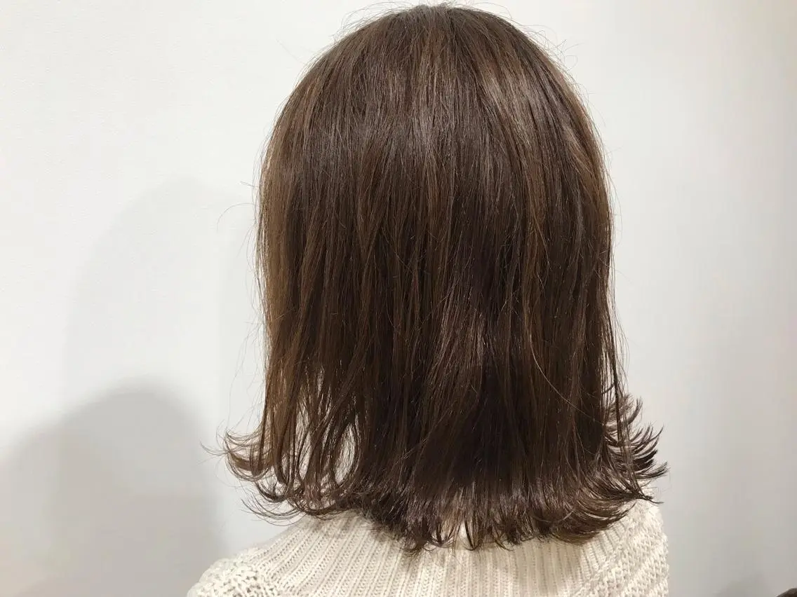 ミディアム 暖色カラー🍊 ボブ🌿顔周りcutのヘアスタイル