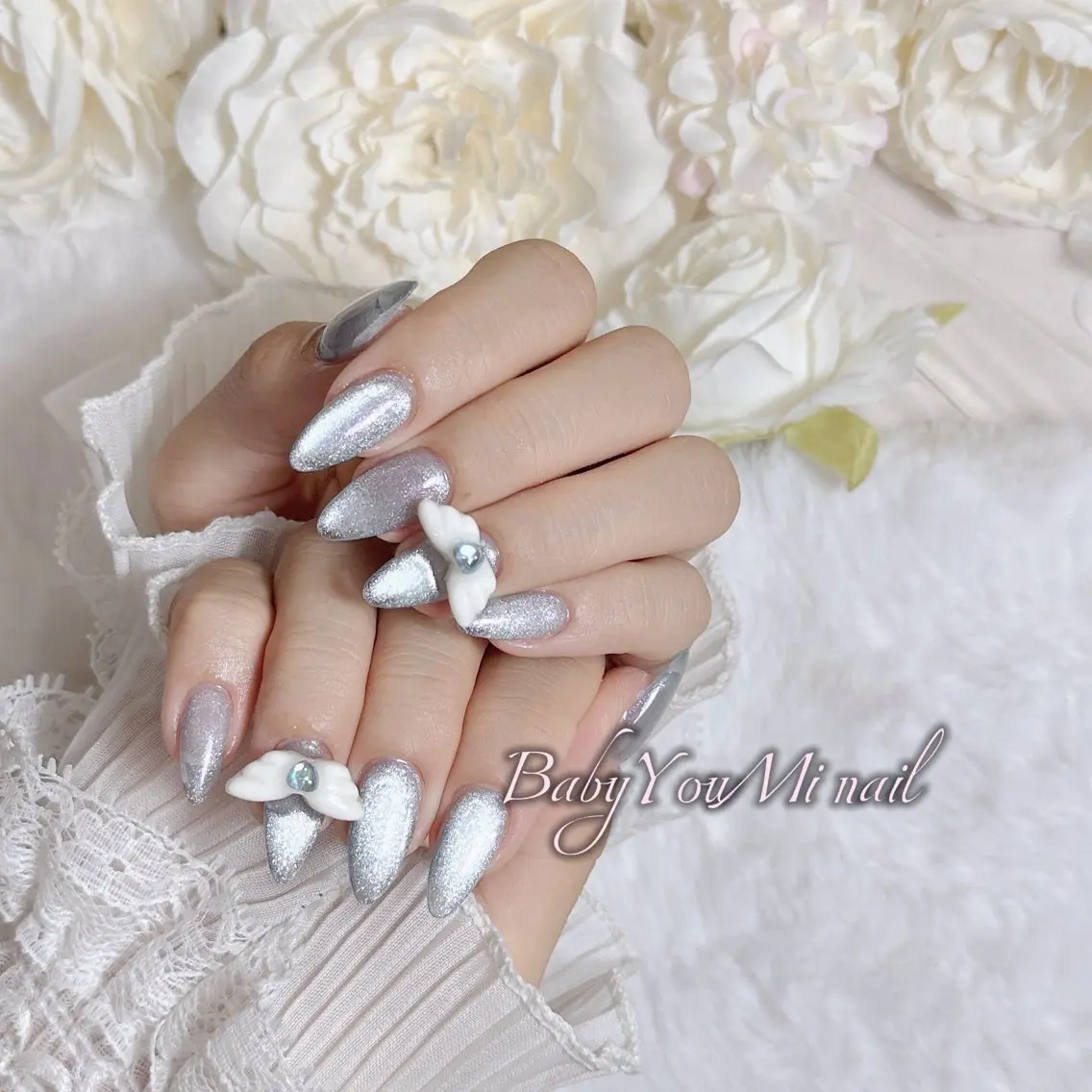 ネイル オーロラネイル チークネイル 成人式 フットネイル フレンチネイル ハンドネイル BabyYouMi nailのネイルデザイン
