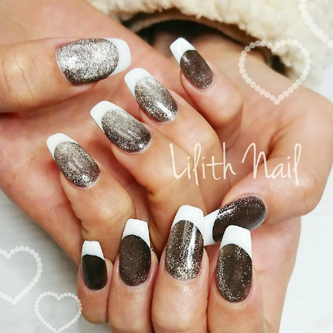 ネイル フレンチネイル マグネットネイル ハンドネイル Lilith Nailのネイルデザイン