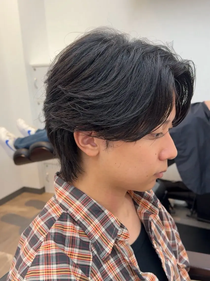 ミディアム メンズ カット トリートメント ヘアセット 新宿メンズ専門 メンズパーマ特化のヘアスタイル