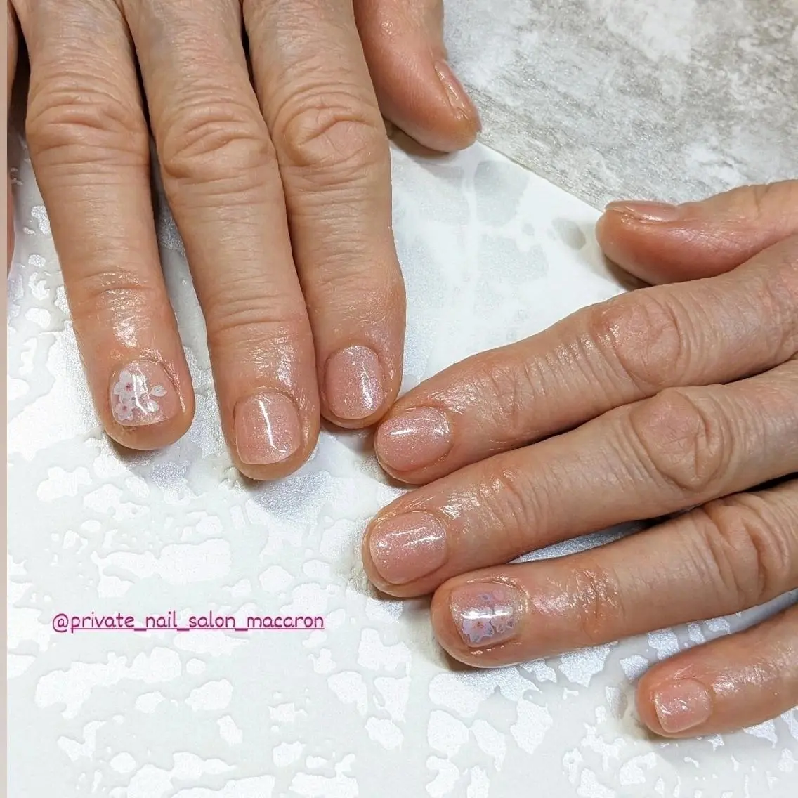 ネイル 桜ネイル フラワーネイル 春ネイル ハンドケア nail salon macaron のネイルデザイン