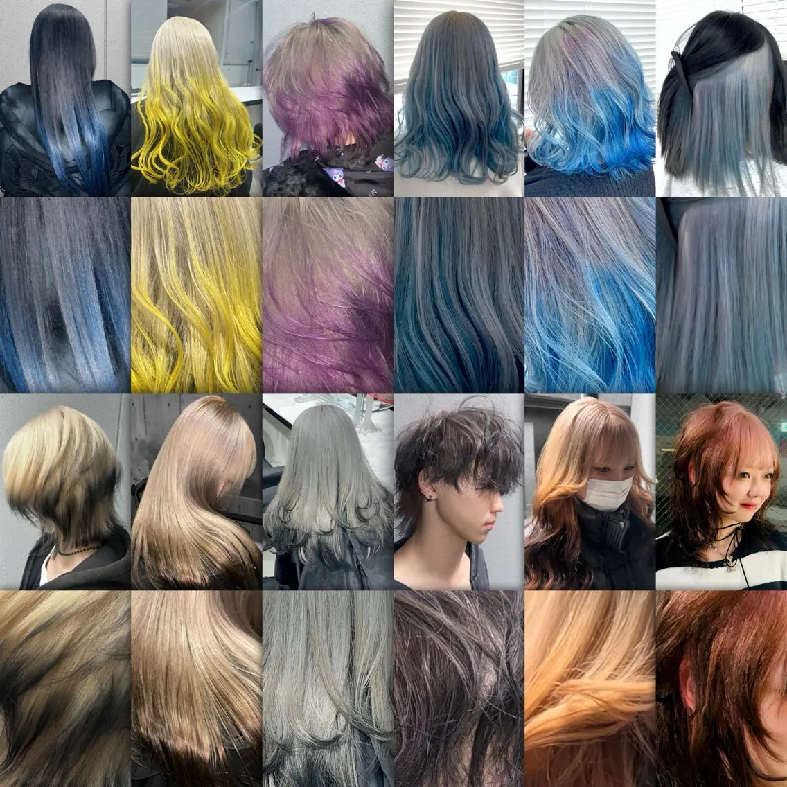 ロング カラー ヘアカラー 縮毛ブリーチ／黒染め 複雑履歴／ホワイトのヘアスタイル