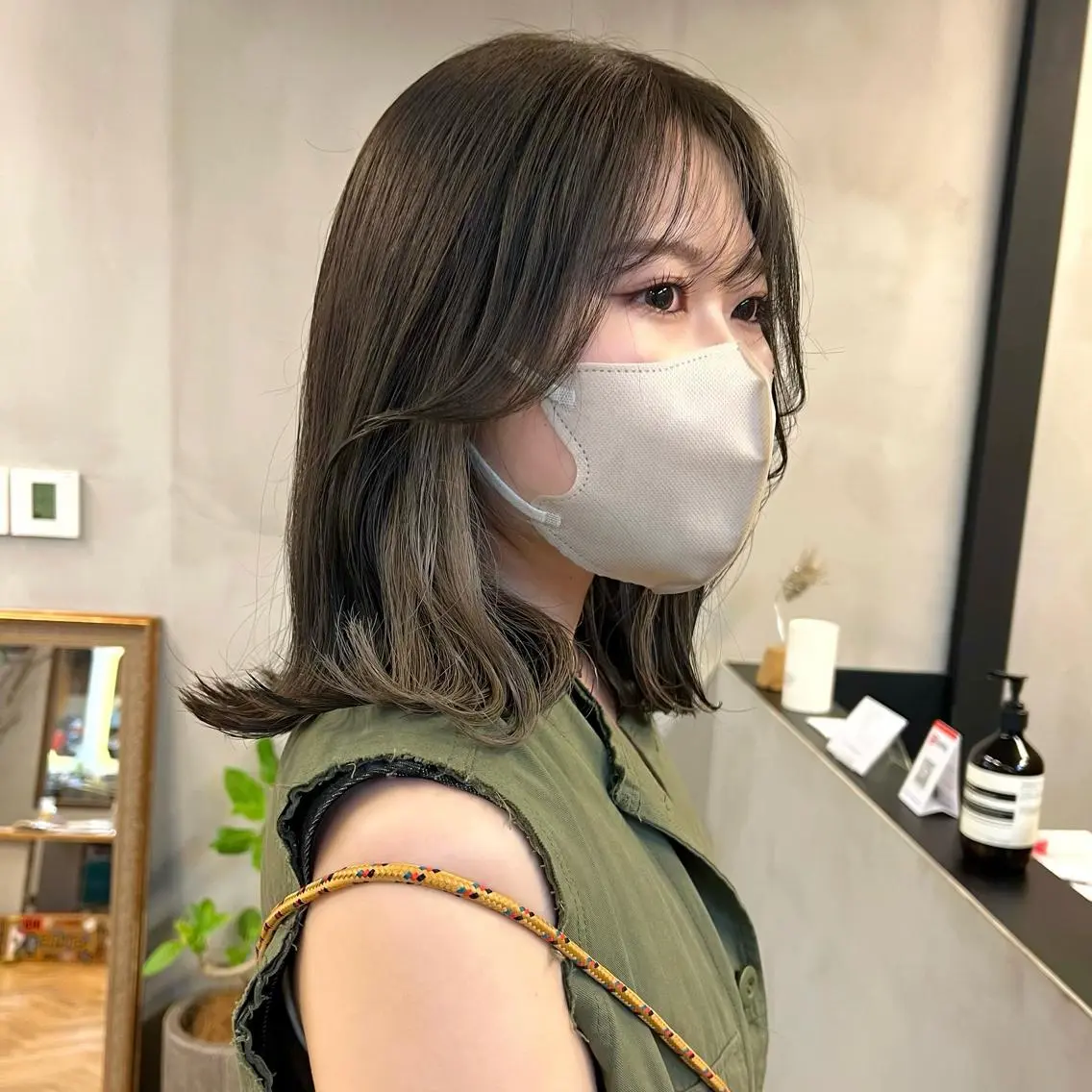 ミディアム カラー パーマ ヘアアレンジ メンズ キッズ ネイル マツエク・マツパ アイブロウ カット ヘアカラー 前川 朋香のヘアスタイル