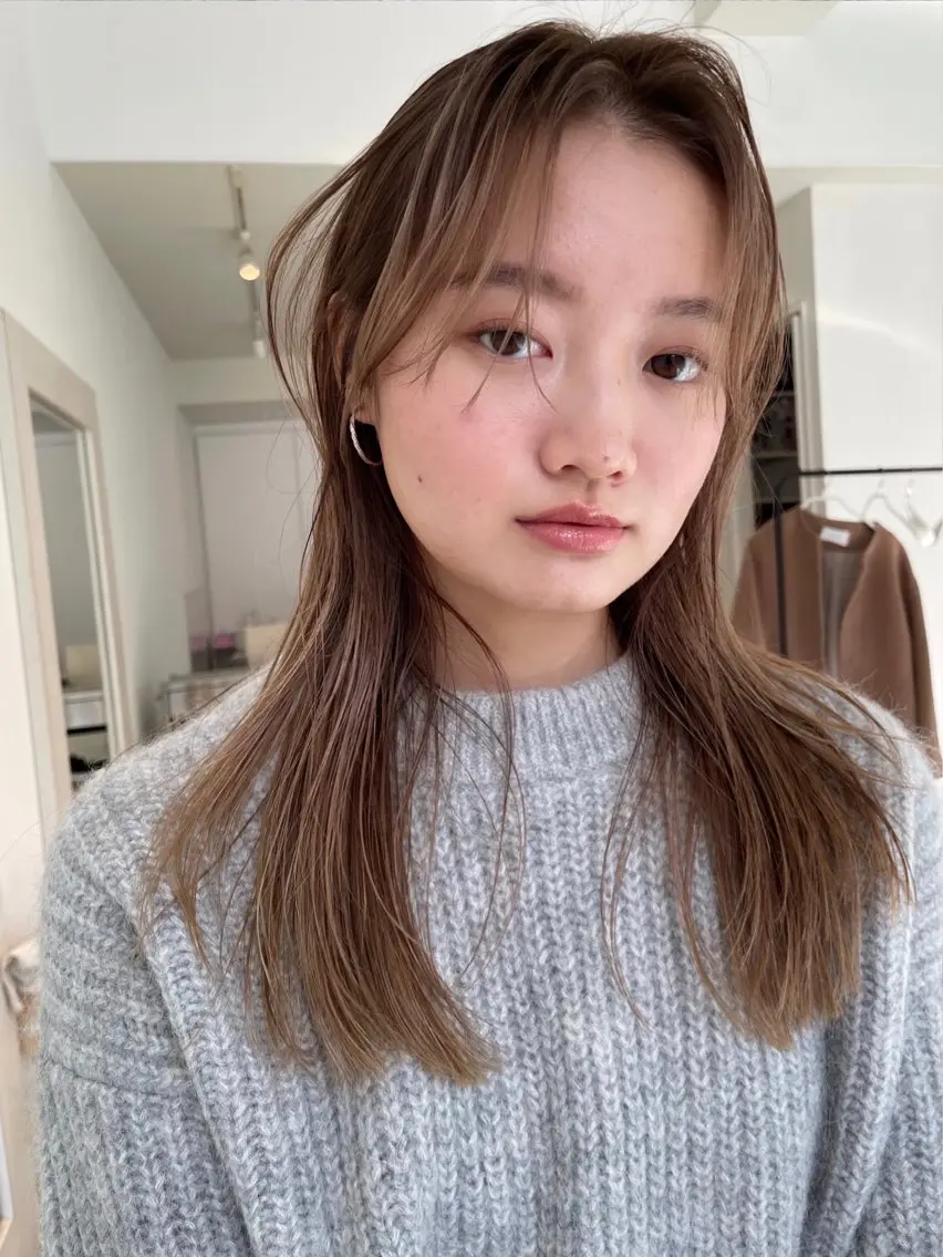 ロング ハイライト カット ヘアカラー 森田 博樹のヘアスタイル