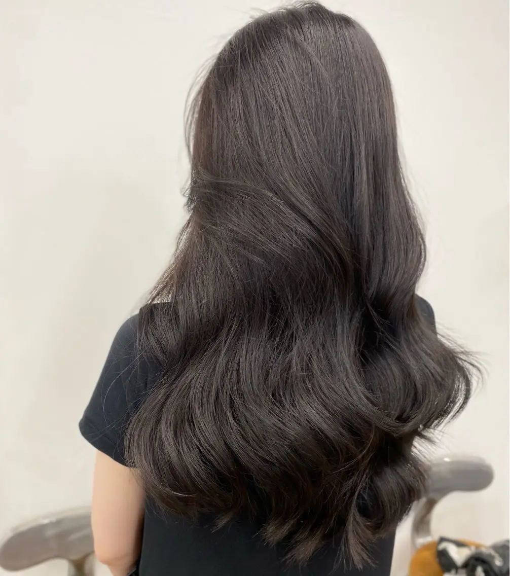 ロング カラー カット ヘアカラー トリートメント 顔まわりレイヤー× 韓国ヘアオタベシンヤのヘアスタイル