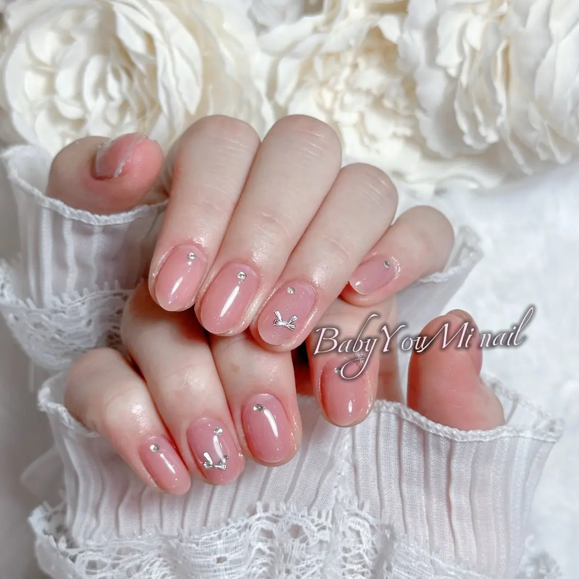 ネイル オーロラネイル チークネイル 成人式 フットネイル フレンチネイル ハンドネイル BabyYouMi nailのネイルデザイン