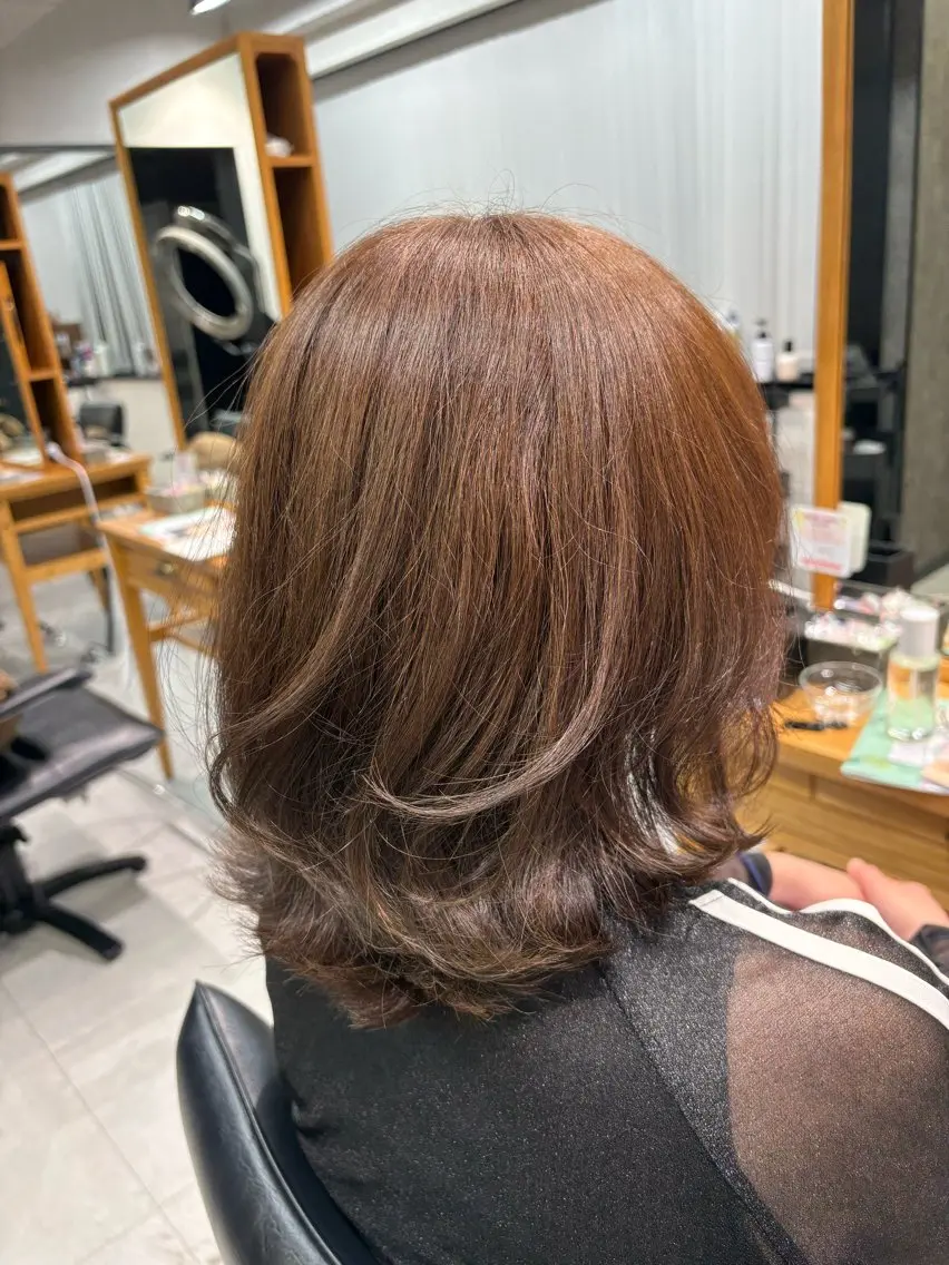 ミディアム ヘアカラー カラーモデル募集 🤍momoha🤍のヘアスタイル