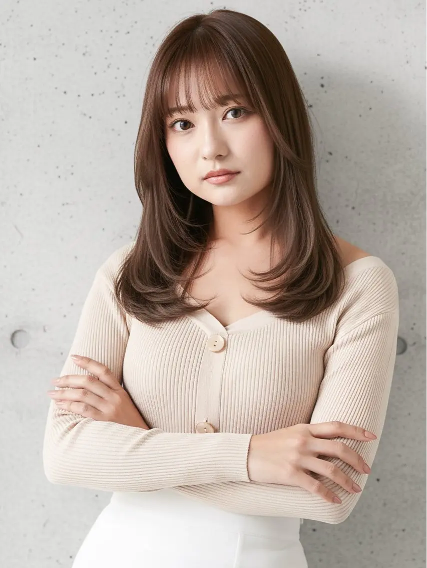 セミロング カット ハッシュカット 田窪珠妃のヘアスタイル