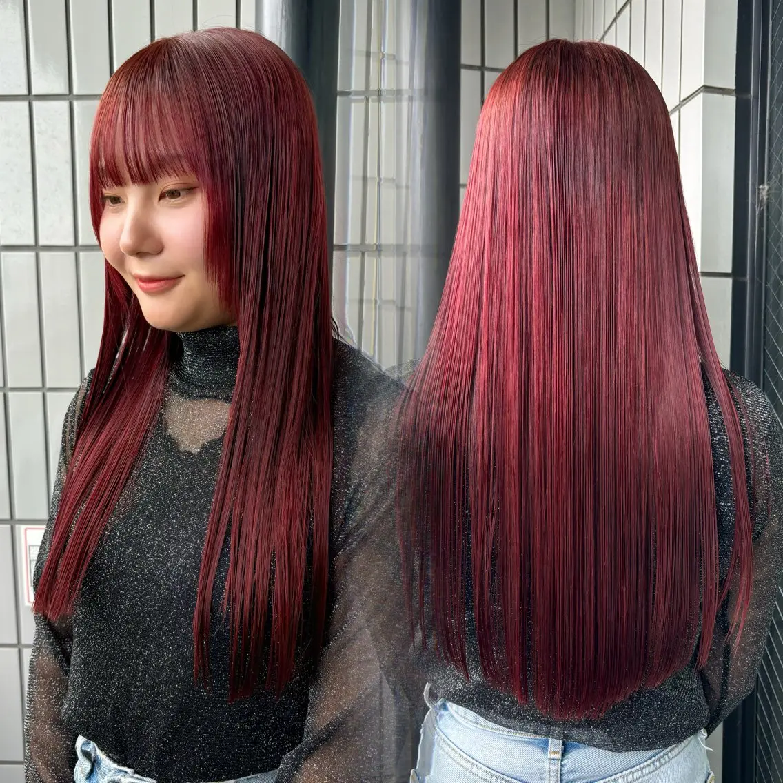 ロング カラー 髪質改善 トリートメント 暖色カラー🍒 ケアブリーチ/akiのヘアスタイル