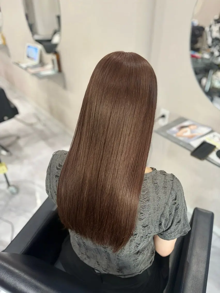 セミロング カラー ブリーチ ブラウンカラー 透明感カラー ヘアカラー トリートメント 透明感/オリーブ ボブ/miyuu🥣のヘアスタイル