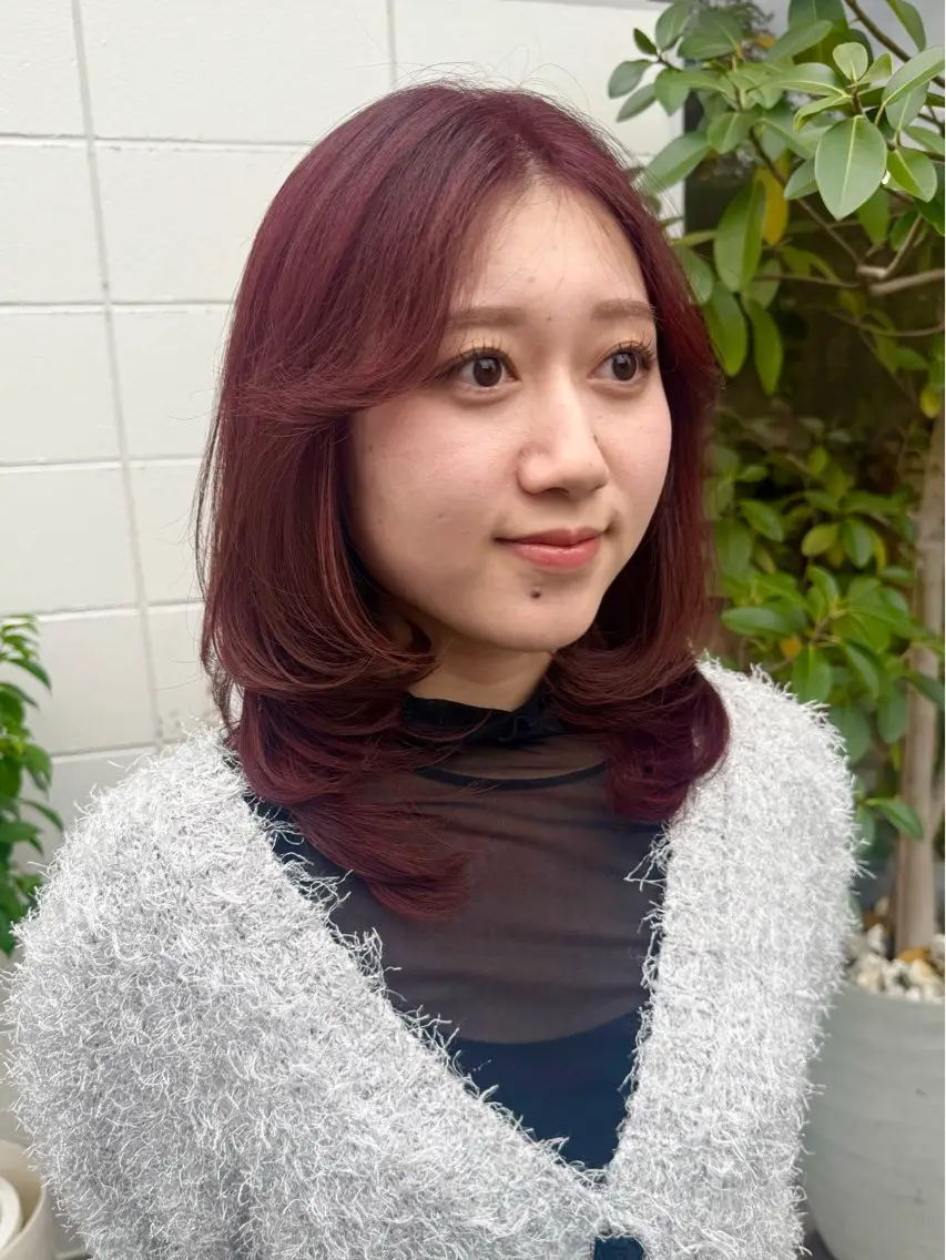 ミディアム カット ヘアカラー トリートメント 角岡 真帆/ボブ/髪質改善のヘアスタイル