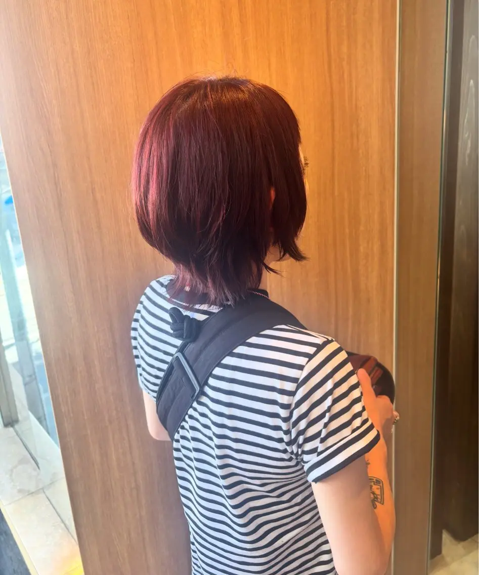 ミディアム カラー ブリーチ ブリーチなしカラー レッドカラー ヘアカラー デザインカラー/ オダセイナのヘアスタイル
