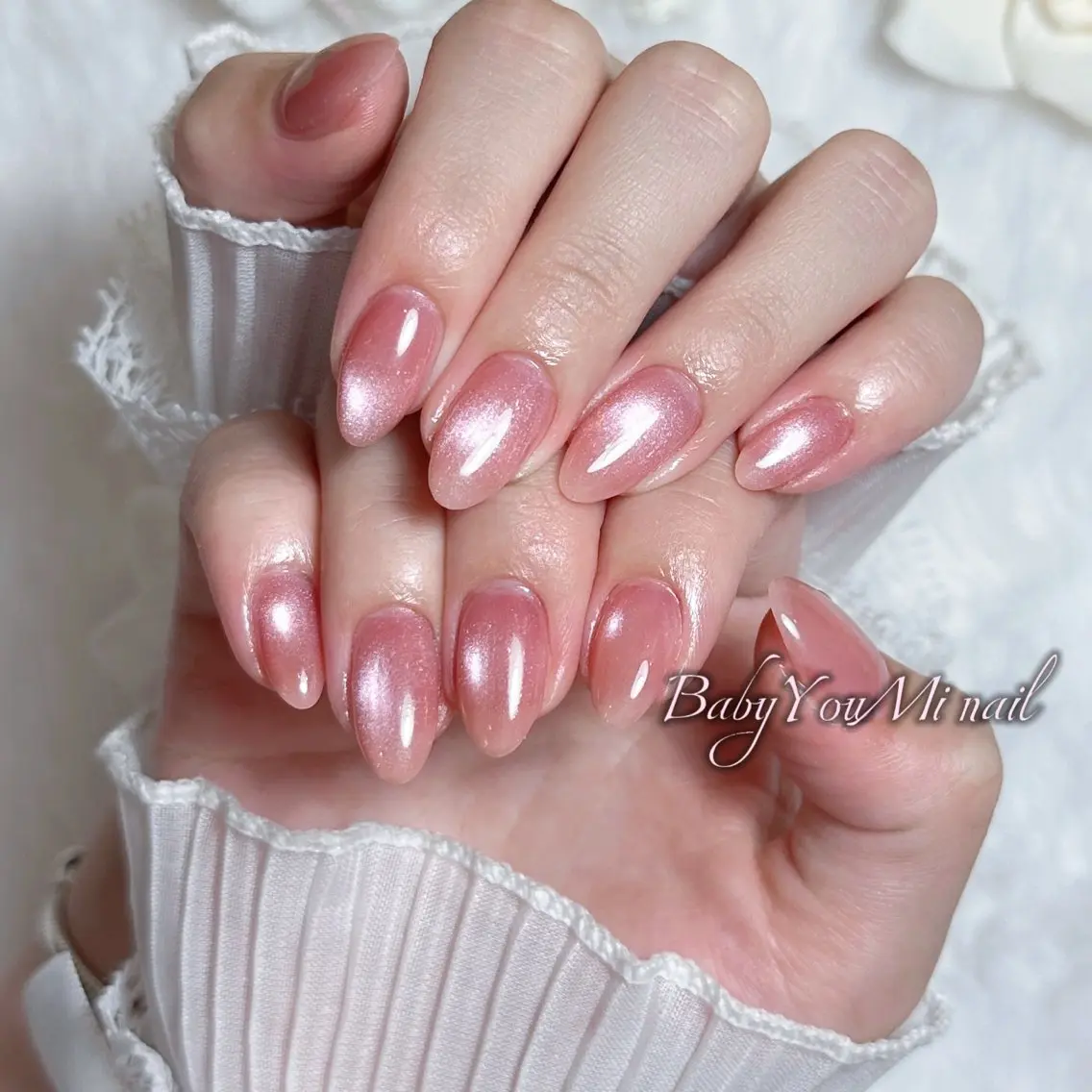 ネイル オーロラネイル チークネイル 成人式 フットネイル フレンチネイル ハンドネイル BabyYouMi nailのネイルデザイン