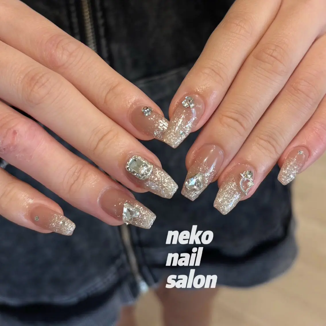 ネイル アートネイル ラメ(グリッター) ラメグラデーション 持ち込み ハンドネイル neko nailのネイルデザイン