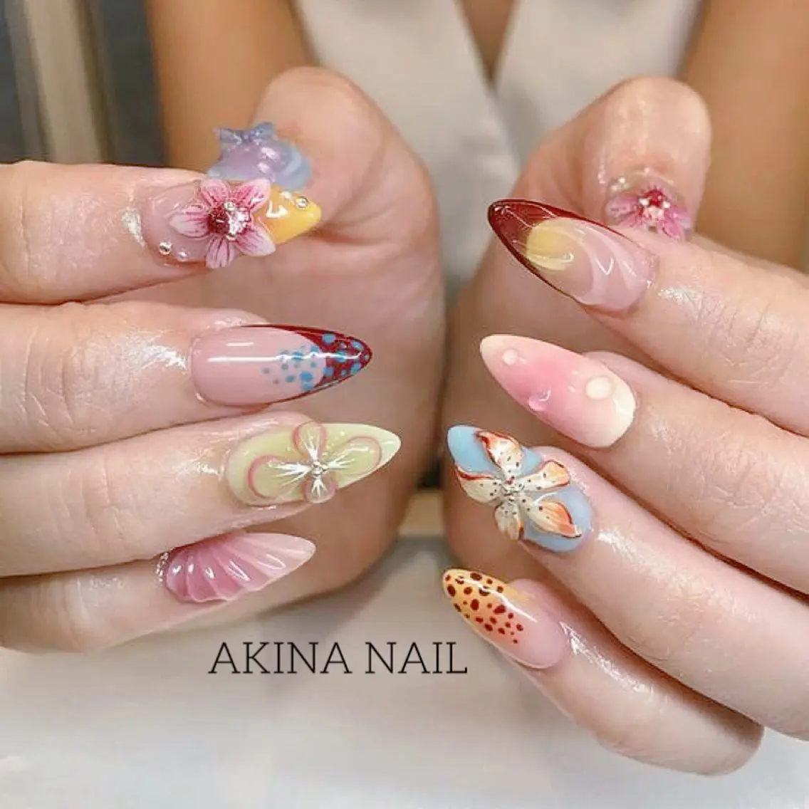 セミロング ハンドネイル Akina Nail 亀戸のネイルデザイン