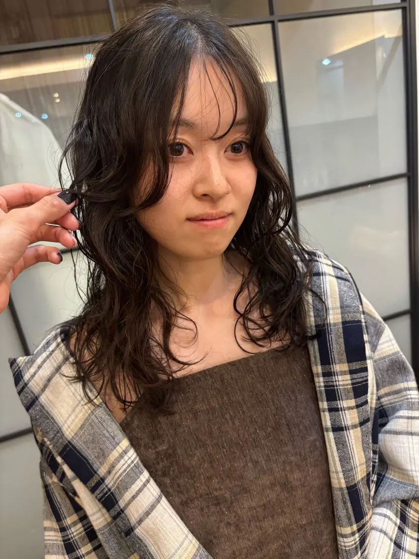 ロング パーマ カット パーマ しみず さくら🌸のヘアスタイル