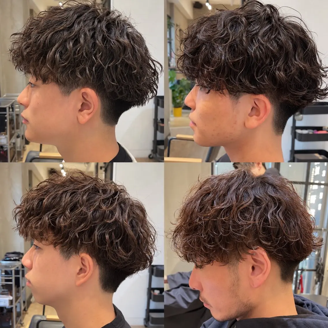 ショート パーマ メンズ ビジネス センターパート フェードカット フェザーパーマ メンズ韓国風 カット パーマ トリートメント ヘアセット メンズパーマ特化 TAKE高崎駅のヘアスタイル