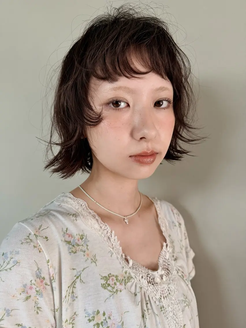 ショート パーマ ボブ 透明感カラー/パーマ /muku サリのヘアスタイル