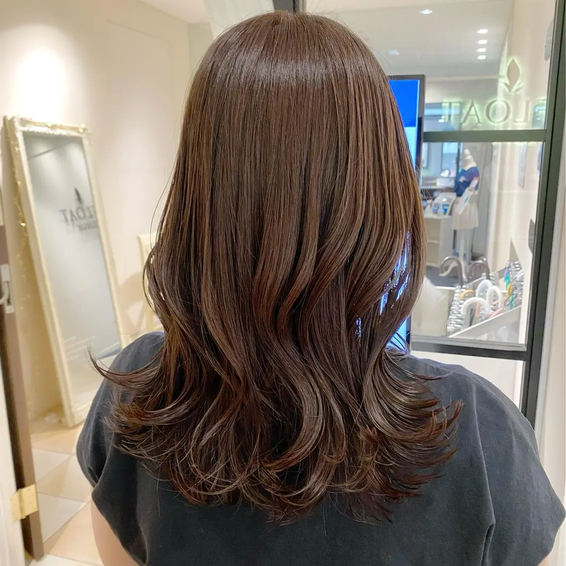 セミロング カラー ベージュカラー ブラウンカラー ブラウンベージュ くびれヘア 顔周りカット 顔周り/くびれヘア 韓国ヘア💕風間るなのヘアスタイル