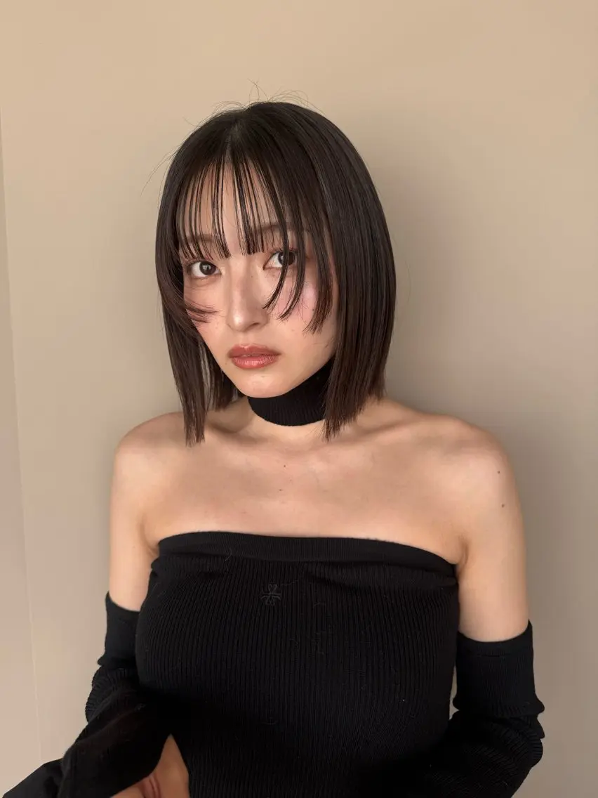 ショート カラー 切りっぱなしボブ ボブ 透明感/縮毛/ボブ CHIHIROのヘアスタイル