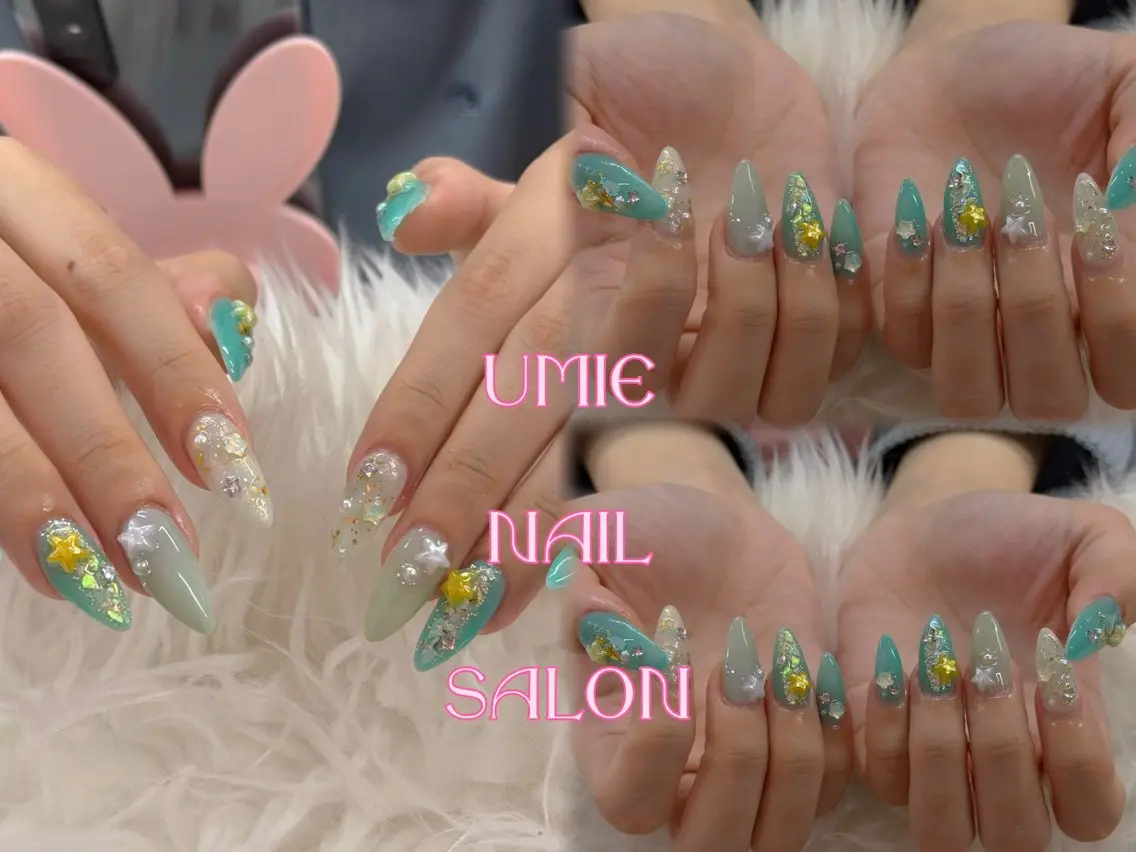 ネイル フットネイル フレンチネイル グラデーション キラキラネイル 韓国ネイル UMIE NAIL SALONのネイルデザイン
