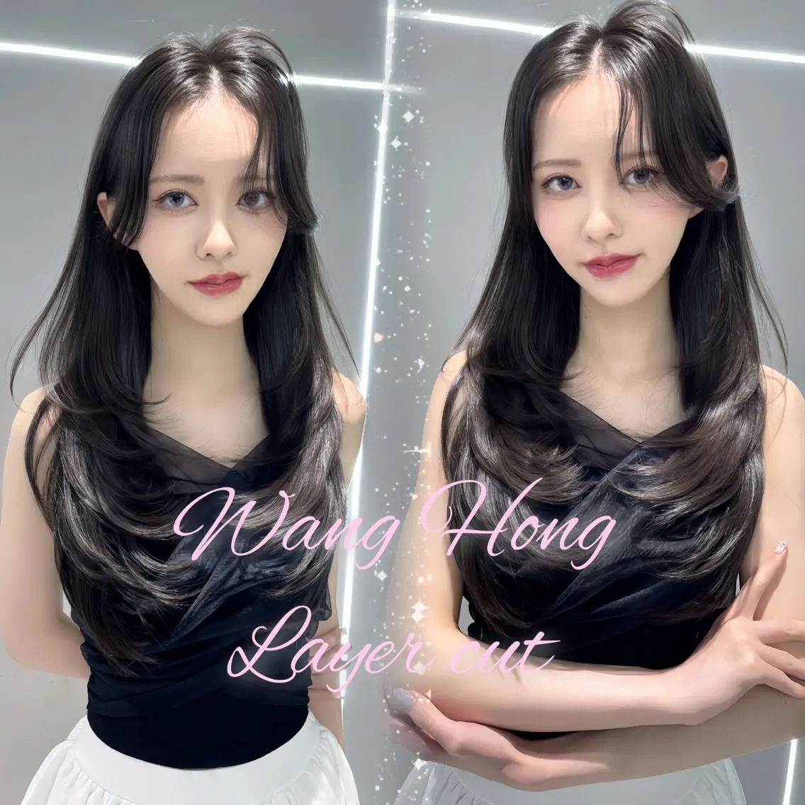 ロング カラー カット ヘアカラー レイヤー/髪質改善 縮毛/ハッシュカットのヘアスタイル