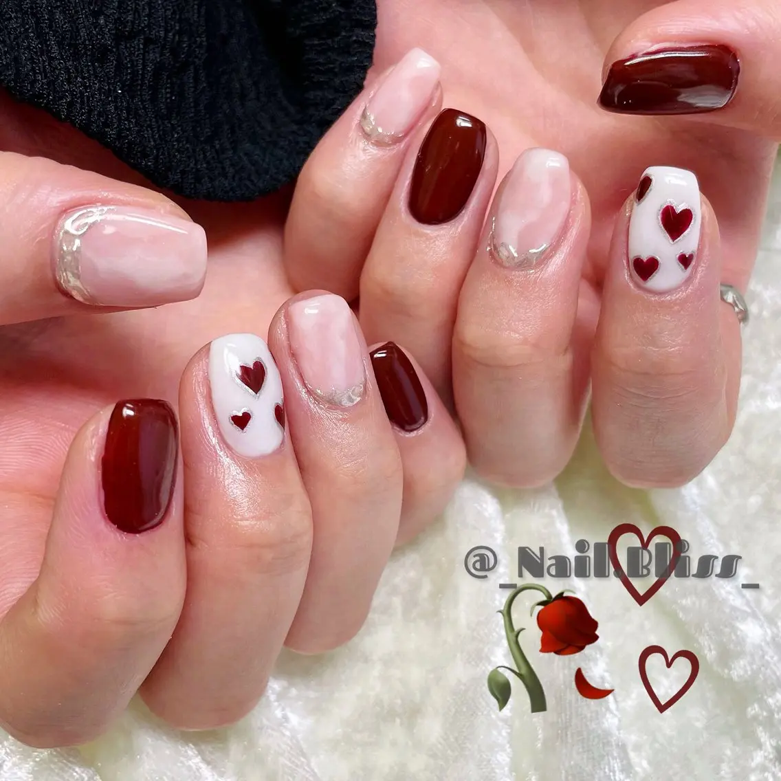 ネイル ボルドー ハンドネイル NAIL BLISSのネイルデザイン