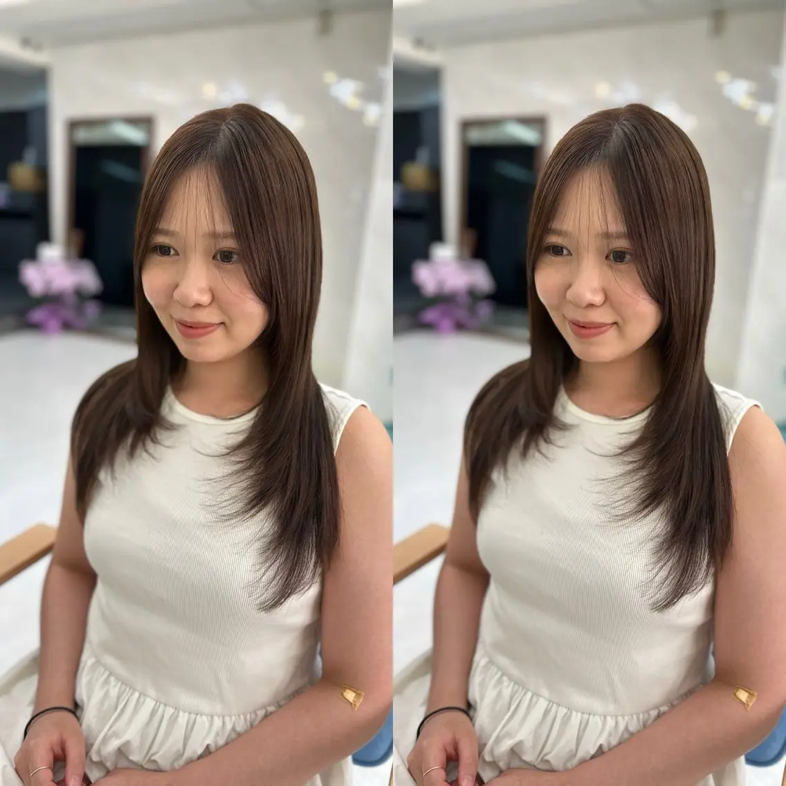 ロング カラー ベージュカラー オリーブベージュ 顔周りカット 髪質改善 縮毛矯正 ヘアカラー トリートメント 髪質改善🩵縮毛矯正 代々木/木下のヘアスタイル