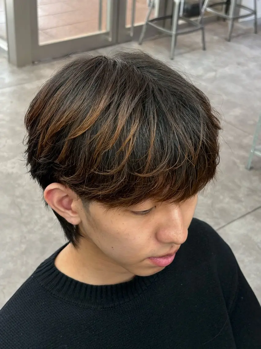 ミディアム カラー パーマ メンズ カット ヘアセット 🔥最強メンズ特化/ パーマの達人🔥風見のヘアスタイル