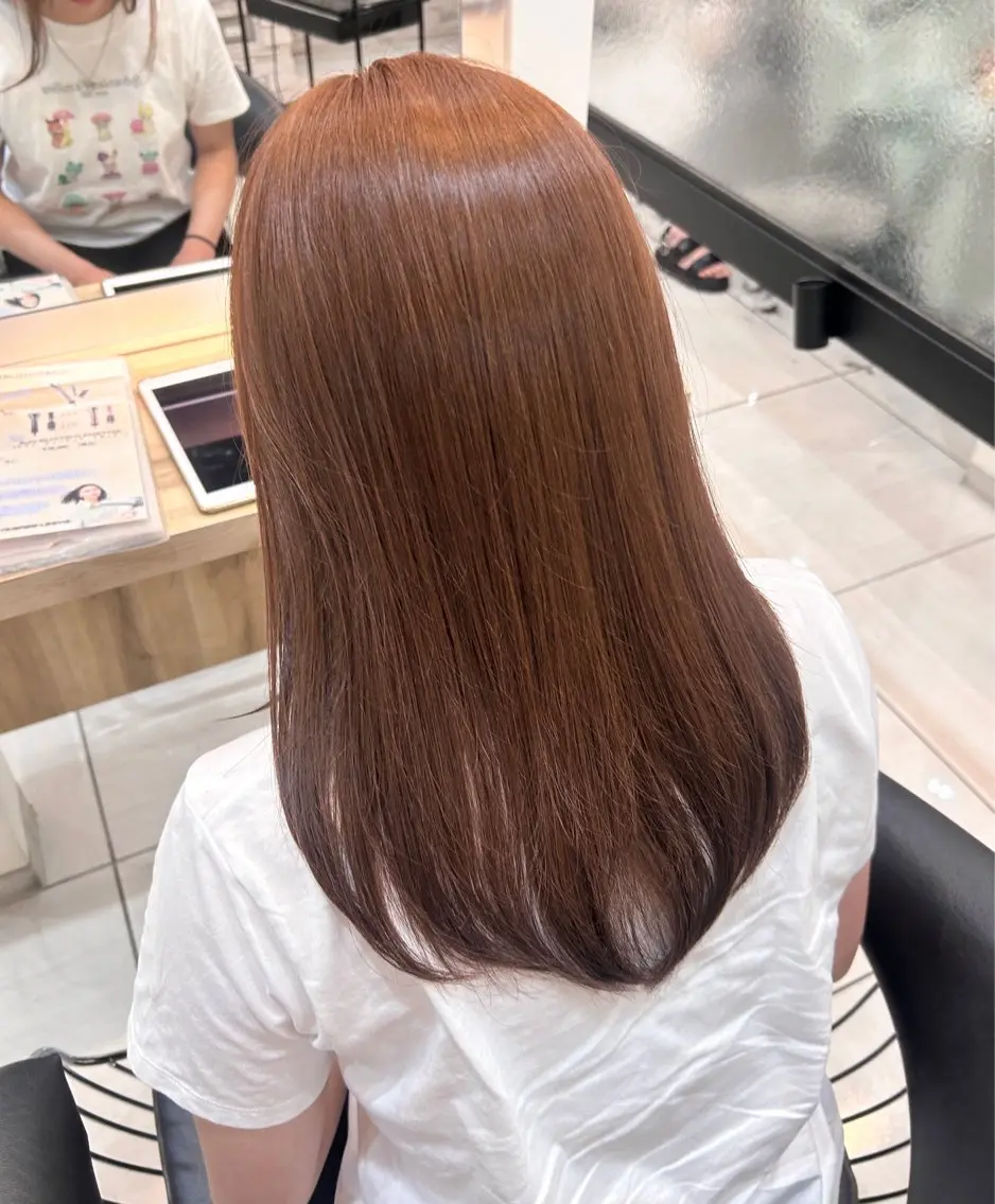 ミディアム カラー ブラウンカラー オレンジ オレンジブラウン SeeK NEXT: sara ໒꒱‧₊˚のヘアスタイル