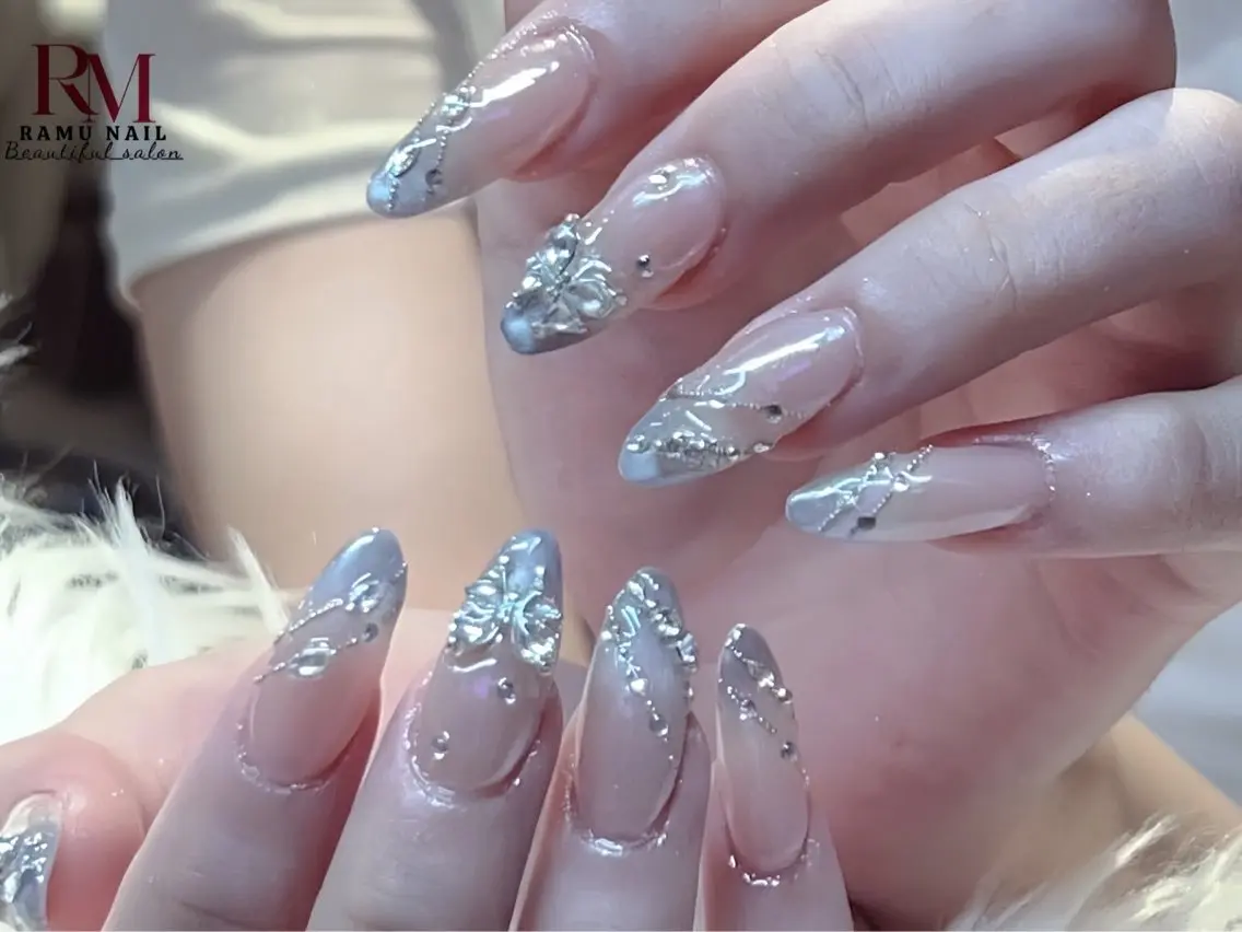 ネイル キラキラネイル マグネットネイル ミラーネイル ピンク 夏ネイル ハンドネイル RAMU Nail 恵比寿店のネイルデザイン
