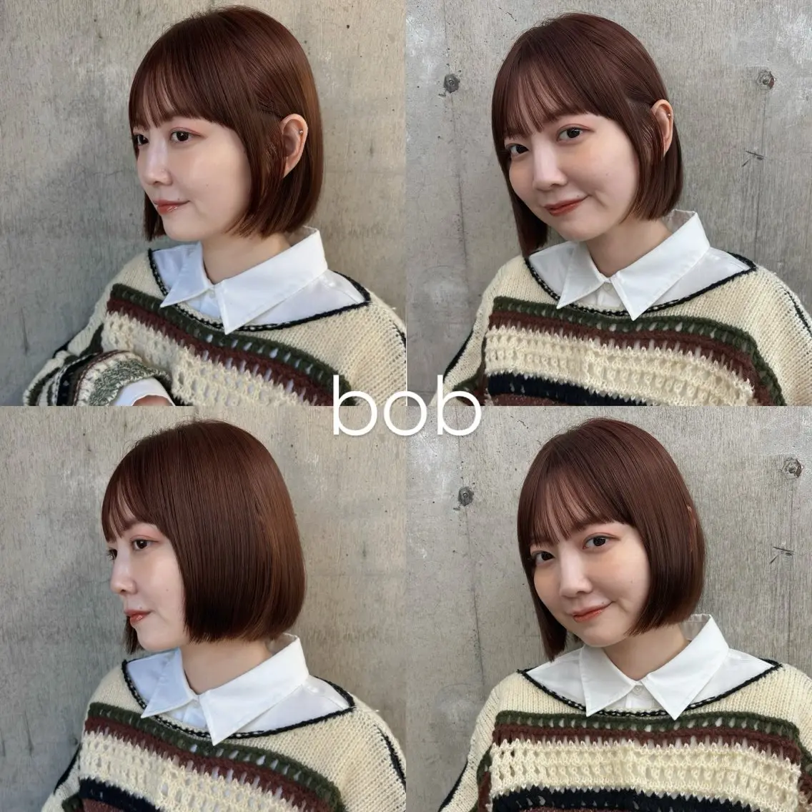 ミディアム レッドブラウン ボブ カット ヘアカラー ボブ/ミディアム 親しみやすさ/さくらのヘアスタイル