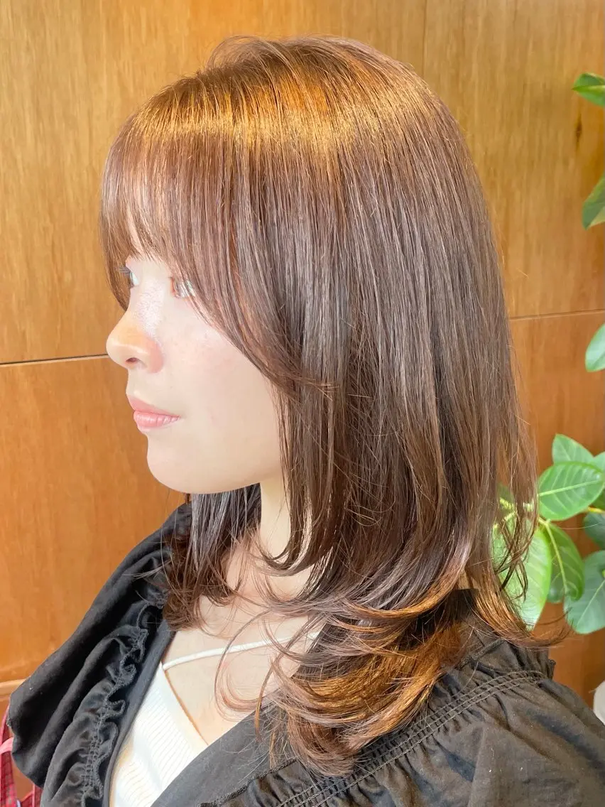 ミディアム カット ヘアカラー トリートメント yukii しまむら のぞみのヘアスタイル