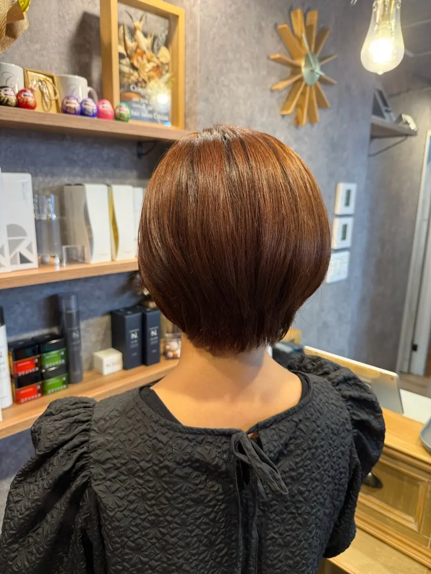 ショート カラー ブラウンカラー オレンジ オレンジブラウン ヘアカラー cocoa船橋🎀 naomiのヘアスタイル