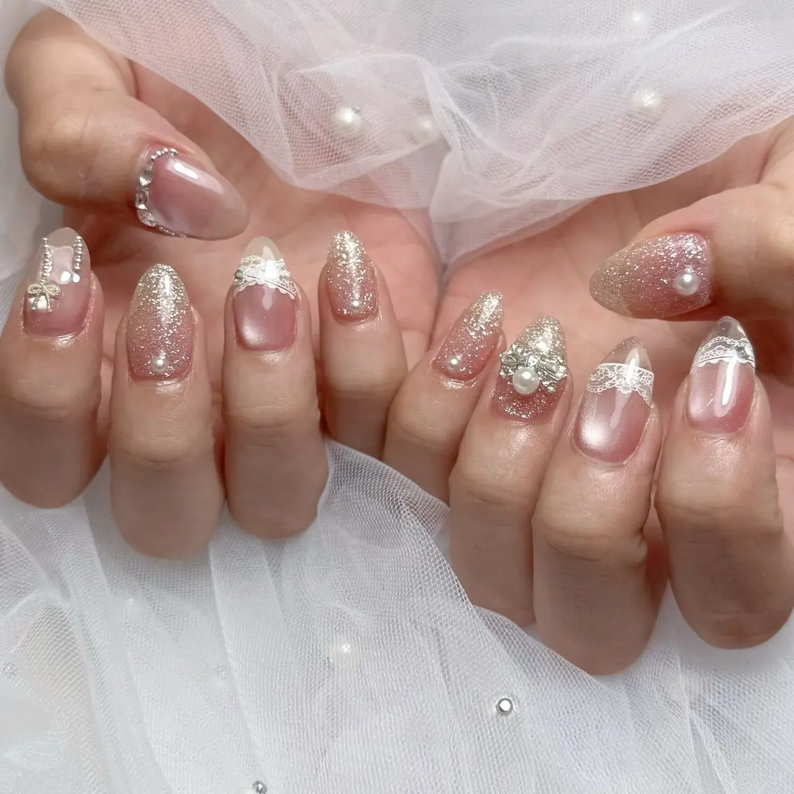 ネイル クリアネイル 長さ出し ハンドネイル mau🩵 堺筋本町nailのネイルデザイン