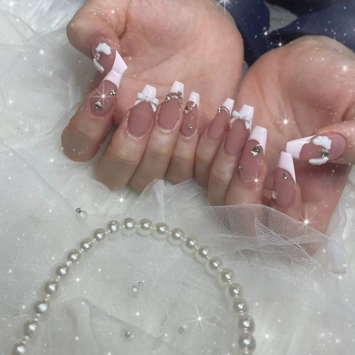ネイル ハンドネイル Blue daisy RIN🎀のネイルデザイン