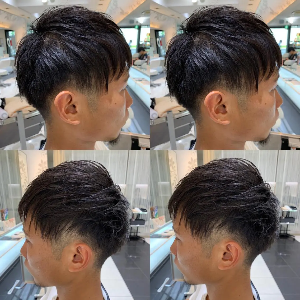 ショート パーマ メンズ マッシュ 刈り上げ 髪質改善 赤み消しカラー /透明感カラー 上長のヘアスタイル