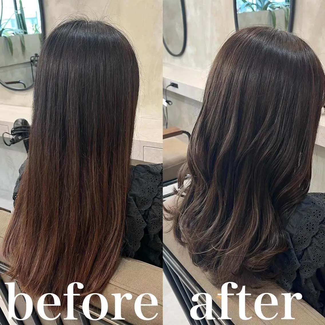 ロング カラー グレージュ オリーブグレージュ オリーブグレー カット ヘアカラー トリートメント ヘッドスパ ヘアセット RIYA❤︎ Aujuaソムリエのヘアスタイル