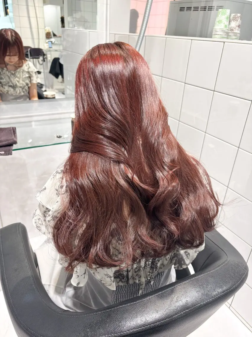 ロング カラー ベージュカラー ブリーチ ブリーチなしカラー ピンクカラー 表参道♡暗髪♡ 艶カラー♡アユミのヘアスタイル