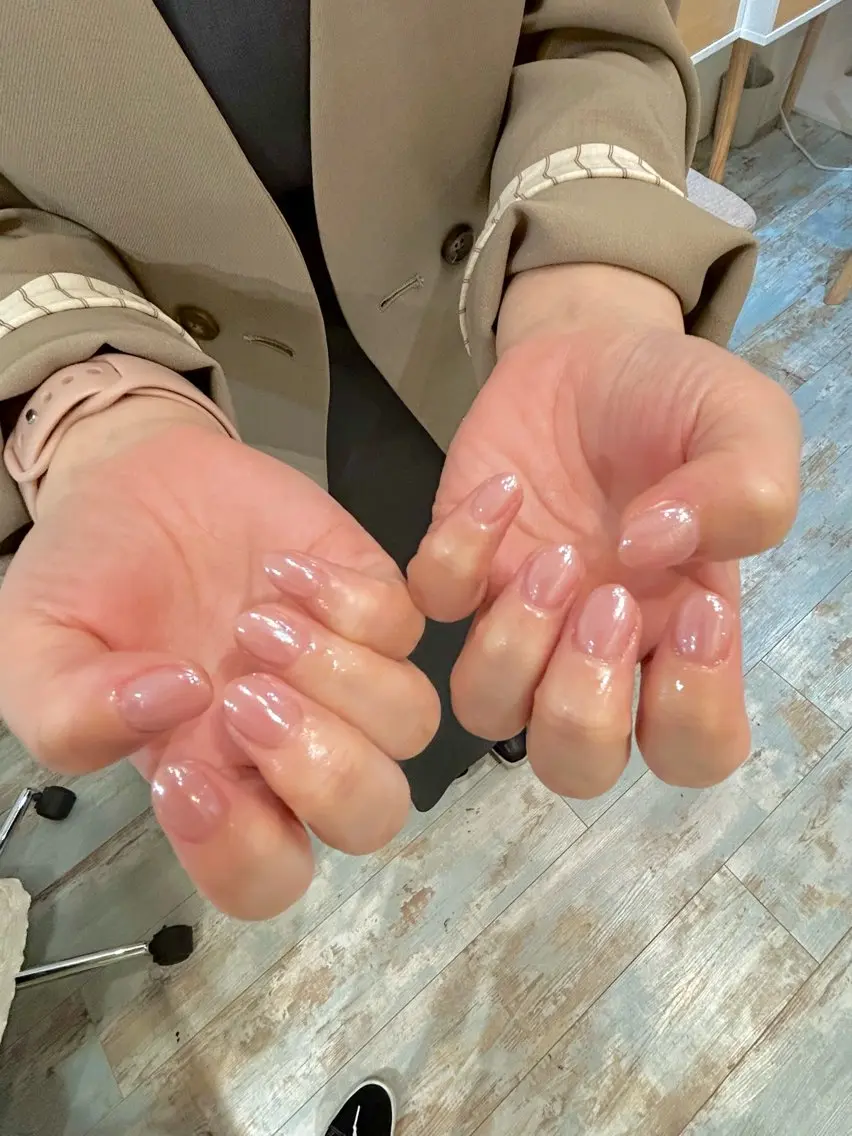 ネイル オーロラネイル オフィスネイル ピンク シンプルネイル ハンドネイル Lily nailのネイルデザイン