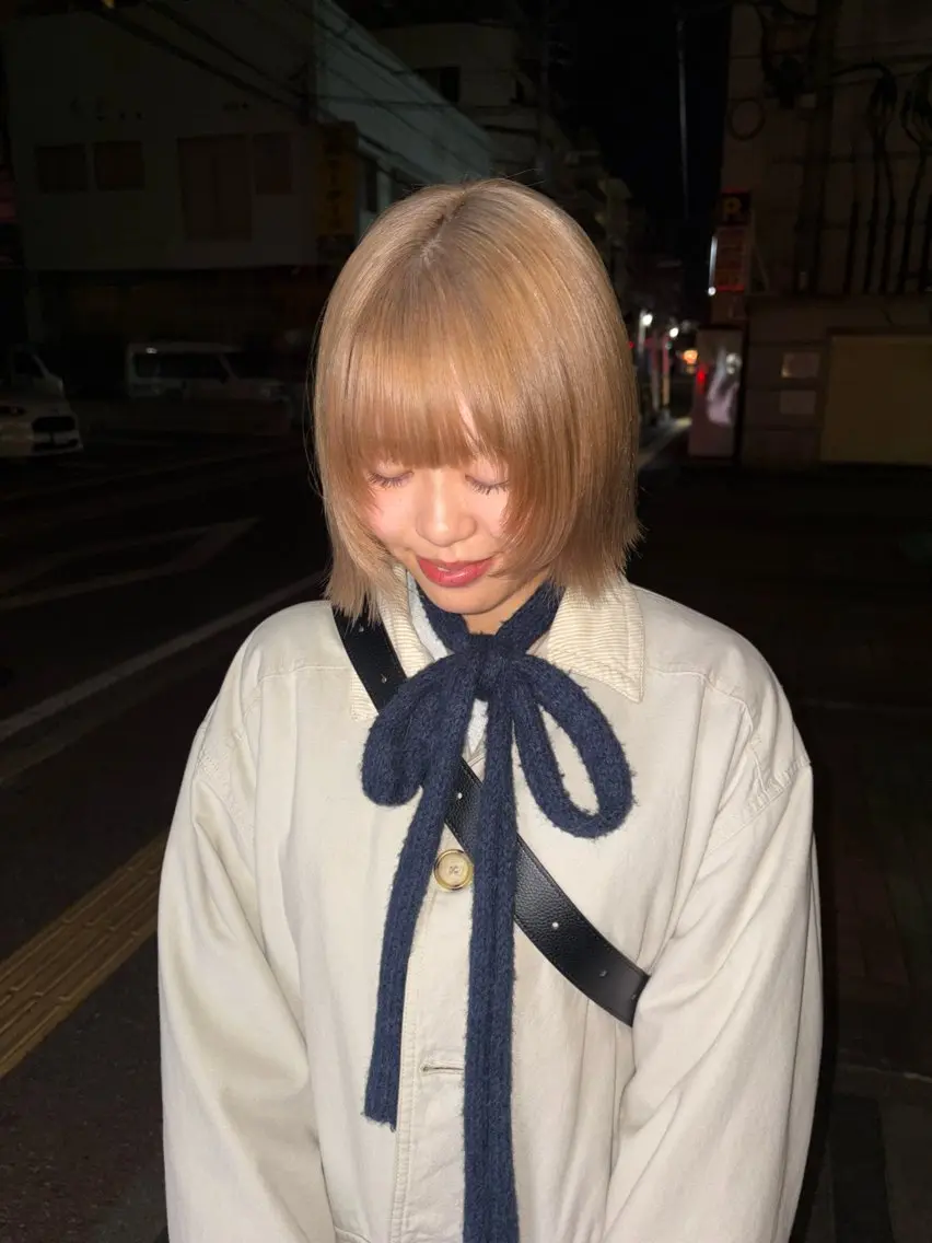 ミディアム ヘアカラー ツボイ マホのヘアスタイル