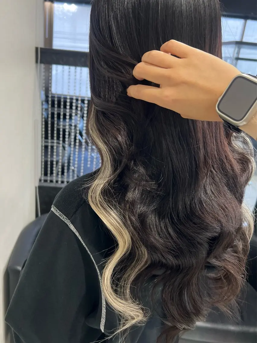 ロング カラー プルエクステ イヤリングカラー エクステ トリートメント ヘアカラー トリートメント エクステ YUDU🍊 germe/ジェルムのヘアスタイル