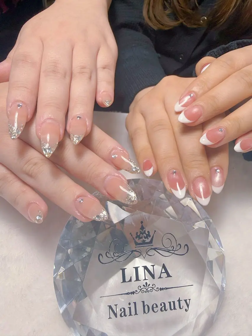 ネイル フレンチネイル キラキラネイル Lina  nail beautyのネイルデザイン